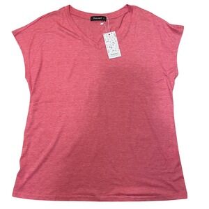 Automet V-Neck T-Shirt‎ Womens Size L Pink Short Sleeve Casual Top